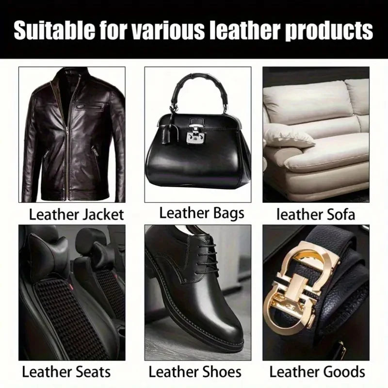 Leather Care Kit with Black Polishing Sponge-Fast Polishing & Deep Nourishing for Shoes, Bags, Jackets & Sofas