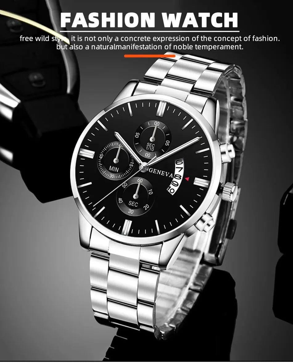 Signature Sterling Watch & Chain Executive Combo